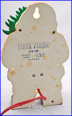 Vintage 1950s Christmas Glolite Santa Plastic Lighted Wall Plaque with Tree 7