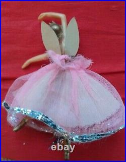 Vintage 1950s Dibro Christmas Tree Fairy Ballerina Pink & Gold Vgc