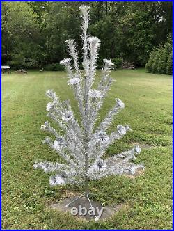 Vintage 1950s Pom Pom Aluminum Christmas Tree Complete Branches 6 Ft Tall