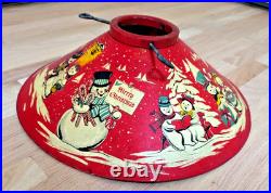 Vintage 1950s Rare Coloramic Litho Tin Metal Christmas Tree Stand- See Note
