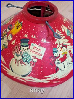 Vintage 1950s Rare Coloramic Litho Tin Metal Christmas Tree Stand- See Note