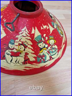 Vintage 1950s Rare Coloramic Litho Tin Metal Christmas Tree Stand- See Note