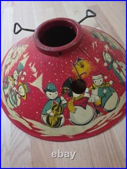 Vintage 1950s Rare Coloramic Litho Tin Metal Christmas Tree Stand- See Note