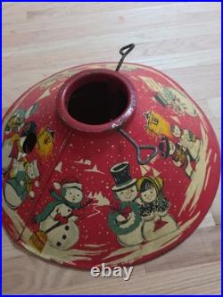 Vintage 1950s Rare Coloramic Litho Tin Metal Christmas Tree Stand- See Note