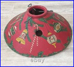 Vintage 1950s Red Litho Coloramic Ornaments Christmas Tree Stand withOriginal Box