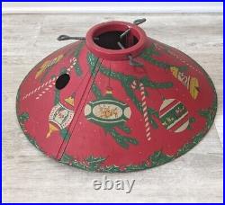 Vintage 1950s Red Litho Coloramic Ornaments Christmas Tree Stand withOriginal Box