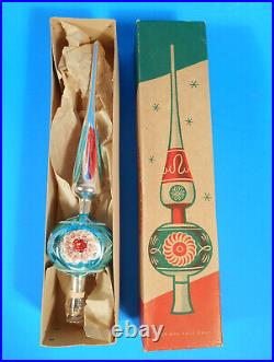 Vintage 1950s Shiny Brite 11 Glass Tree Topper withOriginal Box