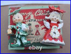Vintage 1956 NAPCO Sweet Hearts Christmas Tree Ornament & Bell Set with Box Japan
