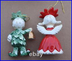 Vintage 1956 NAPCO Sweet Hearts Christmas Tree Ornament & Bell Set with Box Japan