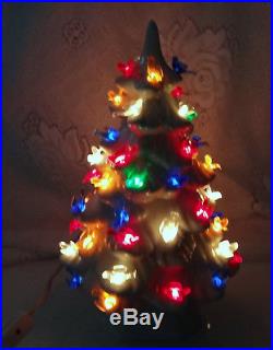 Vintage 1960-70's Mold Lights Up Ceramic Christmas Snow White 70 Birds Tree 13