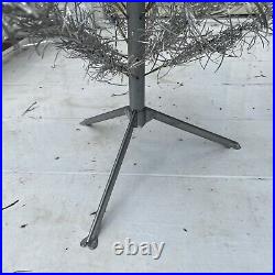 Vintage 1960's 4' Feet Tall Pom Pom Aluminum Christmas Tree 33 Branch Stand