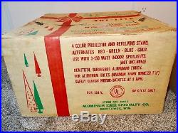 Vintage 1960's EVERGLEAM Aluminum Tri-Lite Revolving Christmas Tree Stand