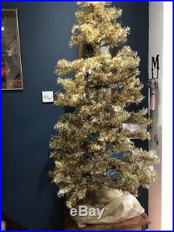 Vintage 1960s -70s Christmas Tree, Gold Tinsel, Made In Great Britain