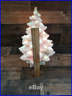 Vintage 1960s Ceramic Christmas Tree Marbles Frosted With Music Box 15 Tall