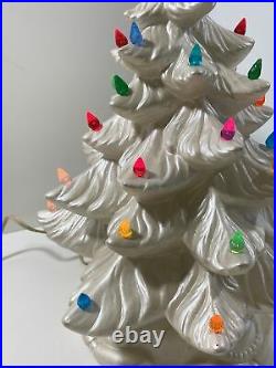 Vintage 1960s Ceramic Lighted White Christmas Tree 16 Atlantic Mold NICE