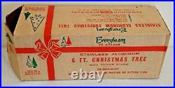 Vintage 1960s Christmas Tree Stainless Aluminum Original Box Evergleam MCM NOS