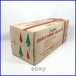 Vintage 1960s Evergleam Stainless Aluminum 4' Christmas Tree With Box, 56 Branch
