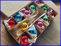 Vintage 1960s Lot 11 German Glass Christmas Ornaments with Tree Topper GDR NOS