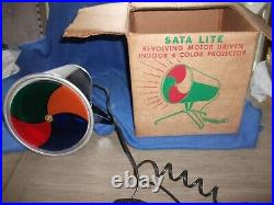 Vintage 1961 MCM Evergleam SATA Lite Revolving Glass Color Wheel Light In Box