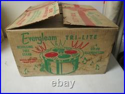 Vintage 1962 EVERGLEAM TRI-LITE Electric Revolving LIGHT STAND for ALUMINUM TREE