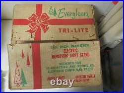 Vintage 1962 EVERGLEAM TRI-LITE Electric Revolving LIGHT STAND for ALUMINUM TREE