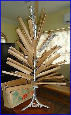 Vintage 1964 Aluminum Pom 4ft Christmas Tree n Box Complete with papers Excellent