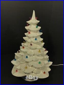 Vintage 1964 Arnel's Pearl White Iridescent 18 Ceramic Lighted Christmas Tree