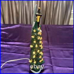 Vintage 1965 Atlantic Mold Lighted Christmas Tree Carolers Music Box Ceramic