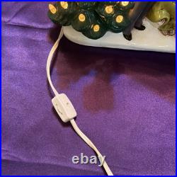 Vintage 1965 Atlantic Mold Lighted Christmas Tree Carolers Music Box Ceramic
