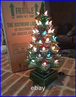 Vintage 1970 Raymond Lamp Co 18 Ceramic Green 2pc Christmas Tree Bulbs Lamp EUC