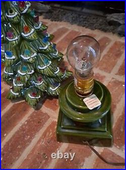 Vintage 1970 Raymond Lamp Co 18 Ceramic Green 2pc Christmas Tree Bulbs Lamp EUC