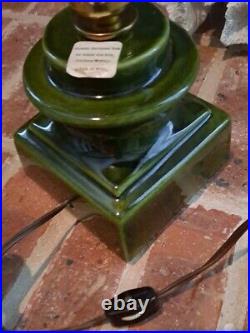 Vintage 1970 Raymond Lamp Co 18 Ceramic Green 2pc Christmas Tree Bulbs Lamp EUC