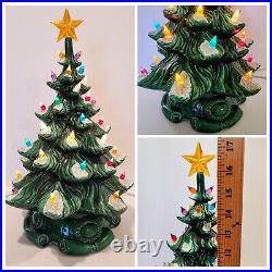 Vintage 1970's ATLANTIC MOLD 17 Tall Lighted Ceramic Christmas Tree Scroll Base