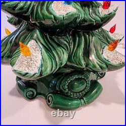 Vintage 1970's ATLANTIC MOLD 17 Tall Lighted Ceramic Christmas Tree Scroll Base