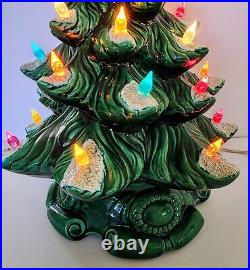 Vintage 1970's ATLANTIC MOLD 17 Tall Lighted Ceramic Christmas Tree Scroll Base