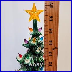 Vintage 1970's ATLANTIC MOLD 17 Tall Lighted Ceramic Christmas Tree Scroll Base