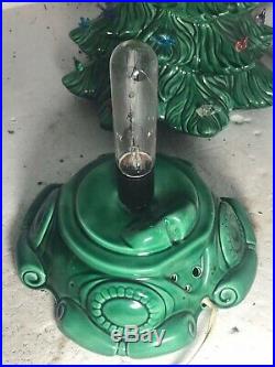 Vintage 1970's Atlantic Mold 16.5 Ceramic Green Christmas Tree w Peg Lights