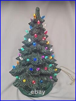 Vintage 1970's Atlantic Mold 16 Lighted Ceramic Christmas Tree With Base