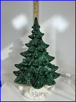 Vintage 1970's Atlantic Mold 17 Lighted Ceramic Christmas Tree On Scroll Base