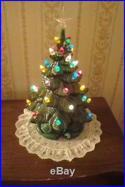 Vintage 1970's Atlantic Mold Ceramic Christmas Tree 18 Music Box 2 Piece