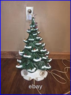 Vintage 1970's Atlantic Mold Ceramic Lighted Christmas Tree withBase 18