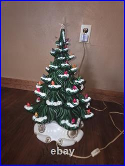 Vintage 1970's Atlantic Mold Ceramic Lighted Christmas Tree withBase 18