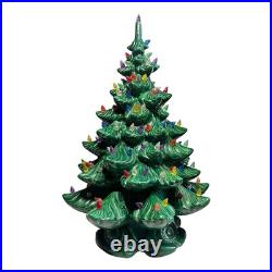 Vintage 1970's Atlantic Mold Ceramic Lighted Christmas Tree withBase working