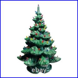 Vintage 1970's Atlantic Mold Ceramic Lighted Christmas Tree withBase working