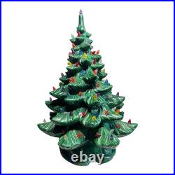 Vintage 1970's Atlantic Mold Ceramic Lighted Christmas Tree withBase working