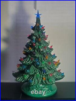Vintage 1970's Ceramic Christmas Tree 17 with Holly Base Nowell's Mold Tested