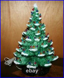 Vintage 1970's Ceramic Christmas Tree Flocked Atlantic Mold 19 1/2 3 Piece