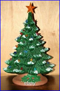 Vintage 1970's Ceramic Christmas Tree Norvell Mold 18 2 Piece With Music Box