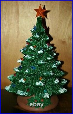 Vintage 1970's Ceramic Christmas Tree Norvell Mold 18 2 Piece With Music Box