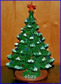 Vintage 1970's Ceramic Christmas Tree Norvell Mold 18 2 Piece With Music Box